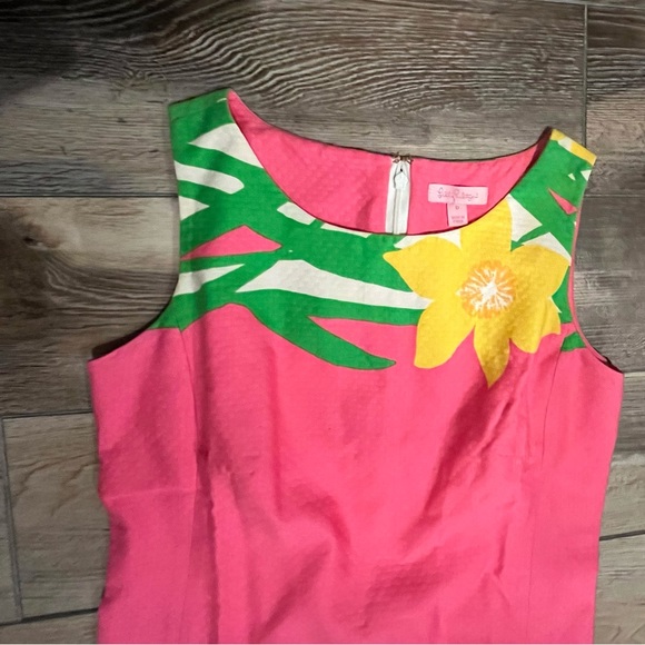 Lilly Pulitzer Pink Floral Shift Dress Women's Sleeveless Size 0 - Picture 8 of 12